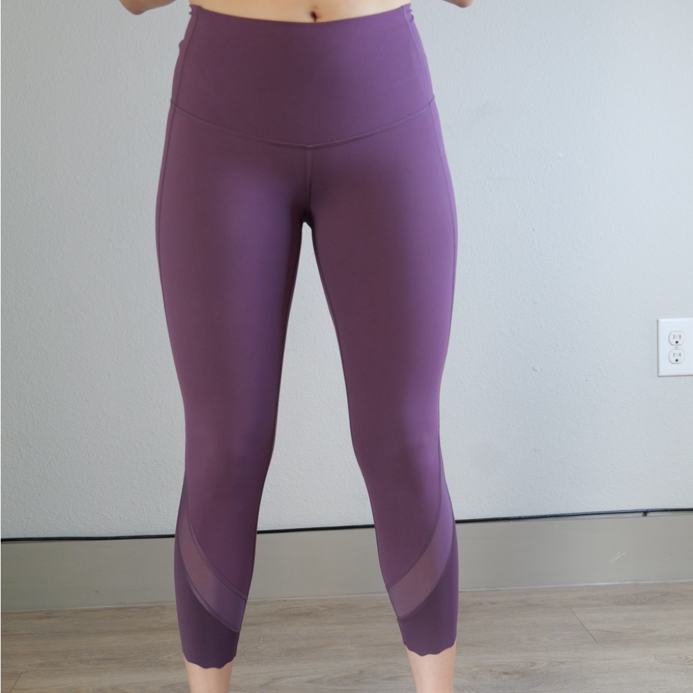 lululemon Wunder Under Crop II Roll Down Scallop Luxtreme Mesh Inset Leggings